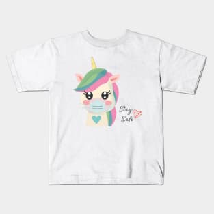 Watercolor Baby Unicorn Face mask Kids T-Shirt